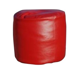 Red cylinder pouf rental in Milan Italy